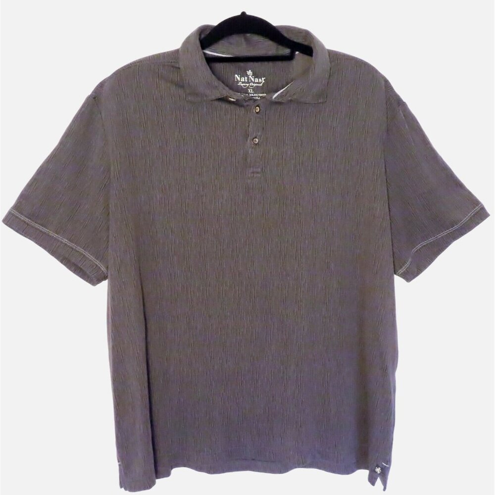 Men's Nate Nast Luxury Originals Polo Shirt Size XL Gray Black Geometric Pattern